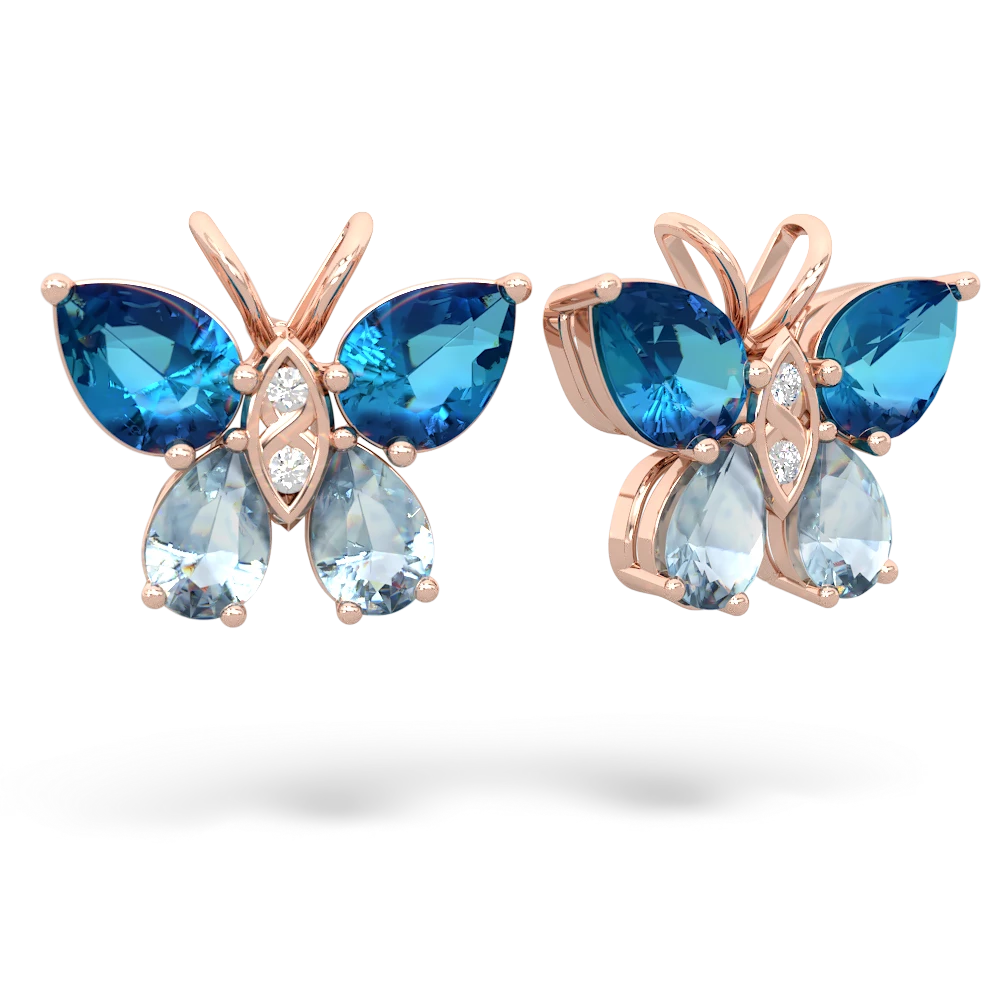 London Topaz Butterfly 14K Rose Gold earrings E2215