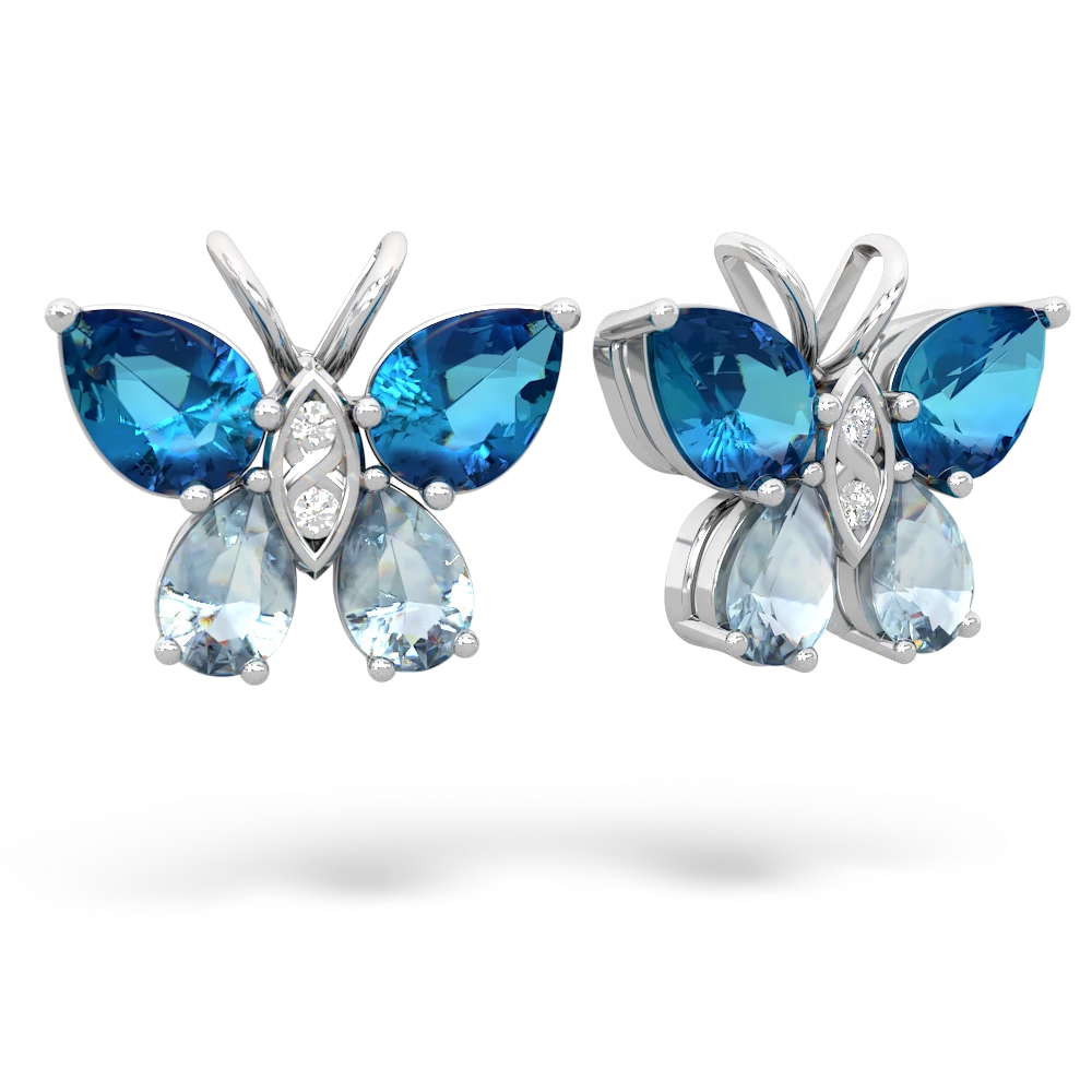 London Topaz Butterfly 14K White Gold earrings E2215