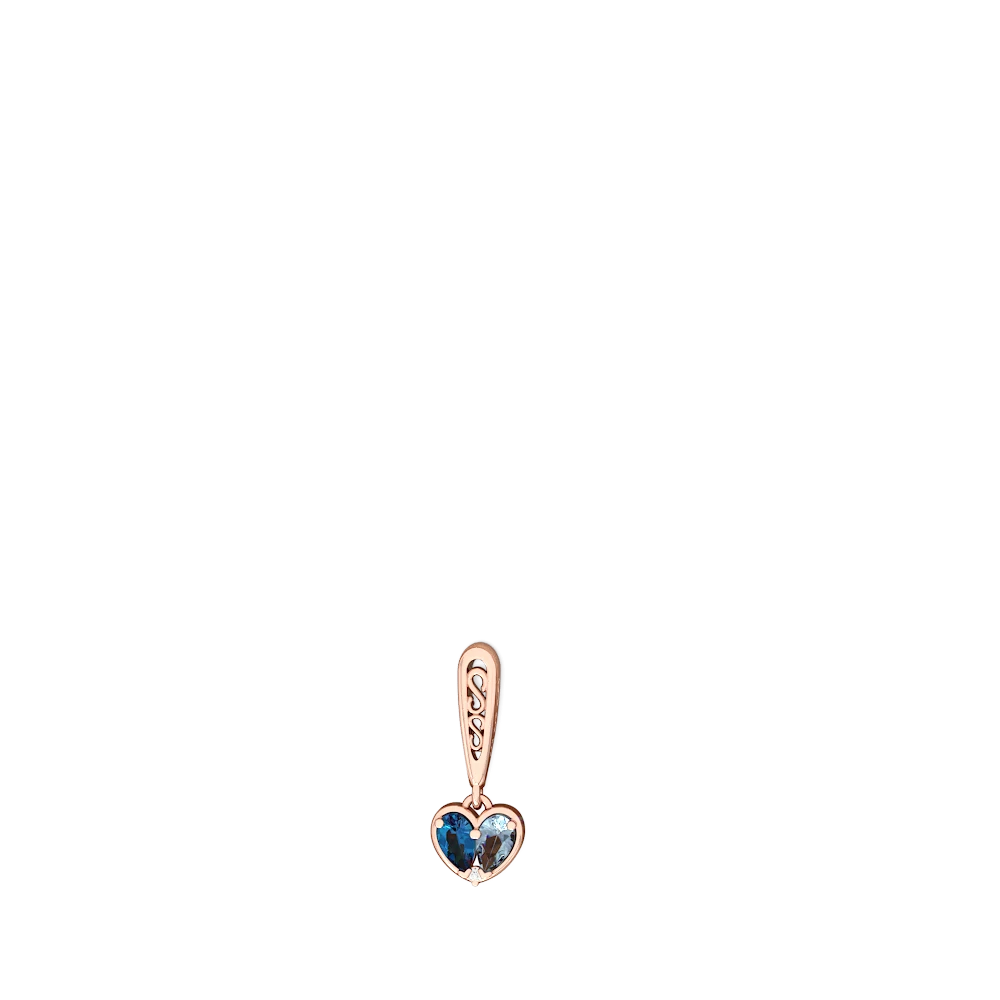 London Topaz Filligree Heart 14K Rose Gold earrings E5070