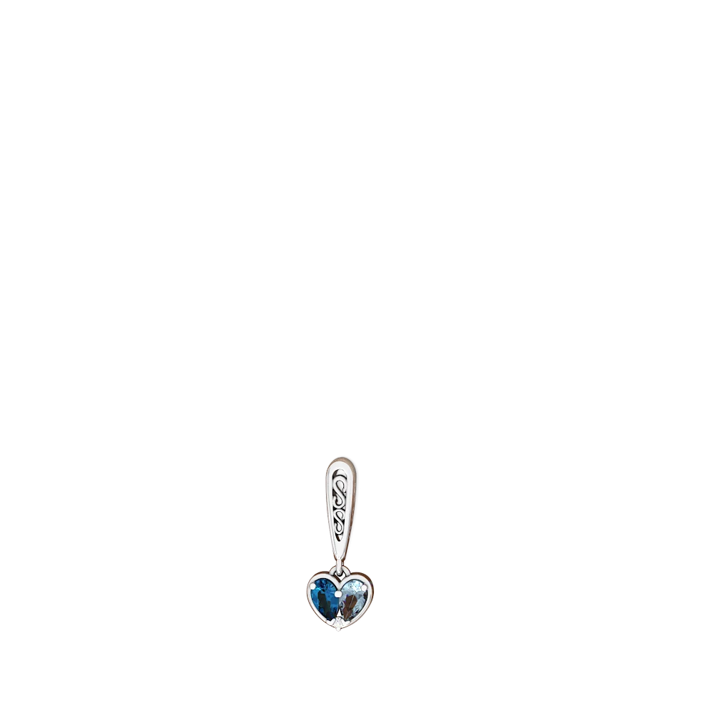 London Topaz Filligree Heart 14K White Gold earrings E5070