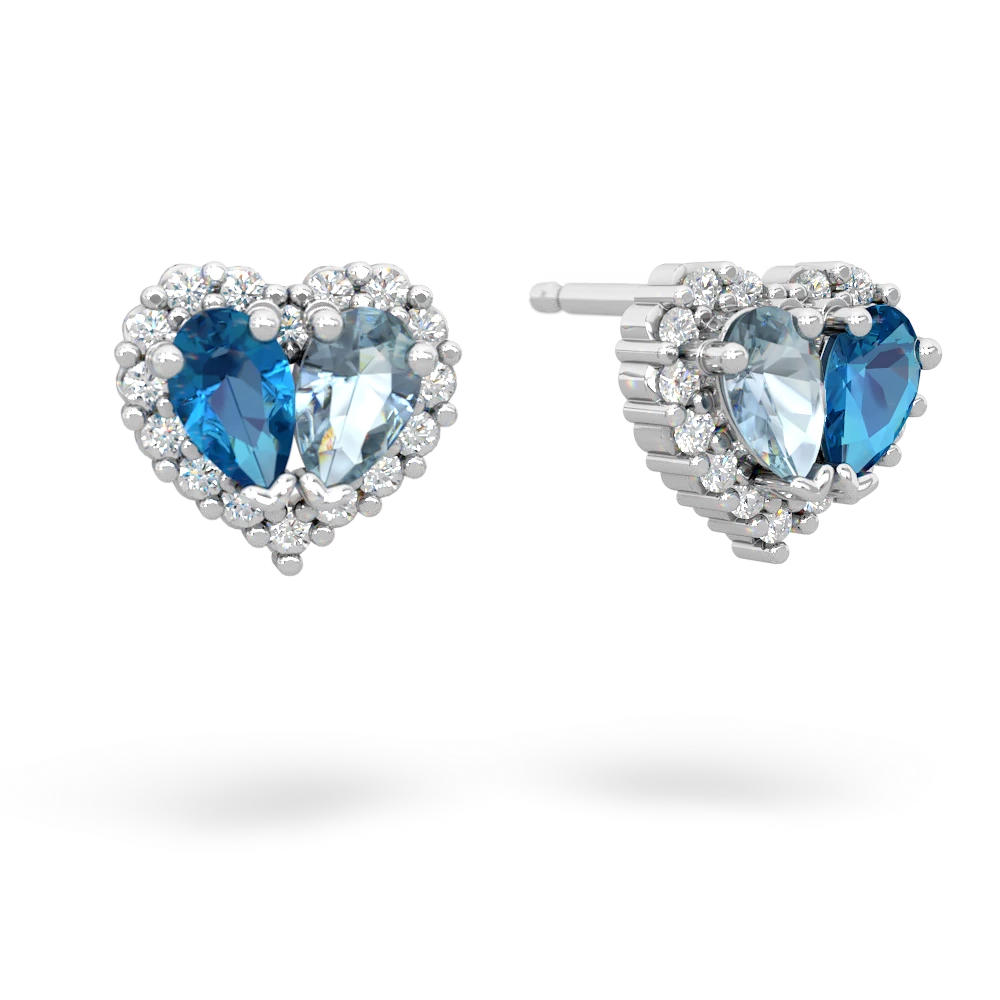 London Topaz Halo 14K White Gold earrings E7008