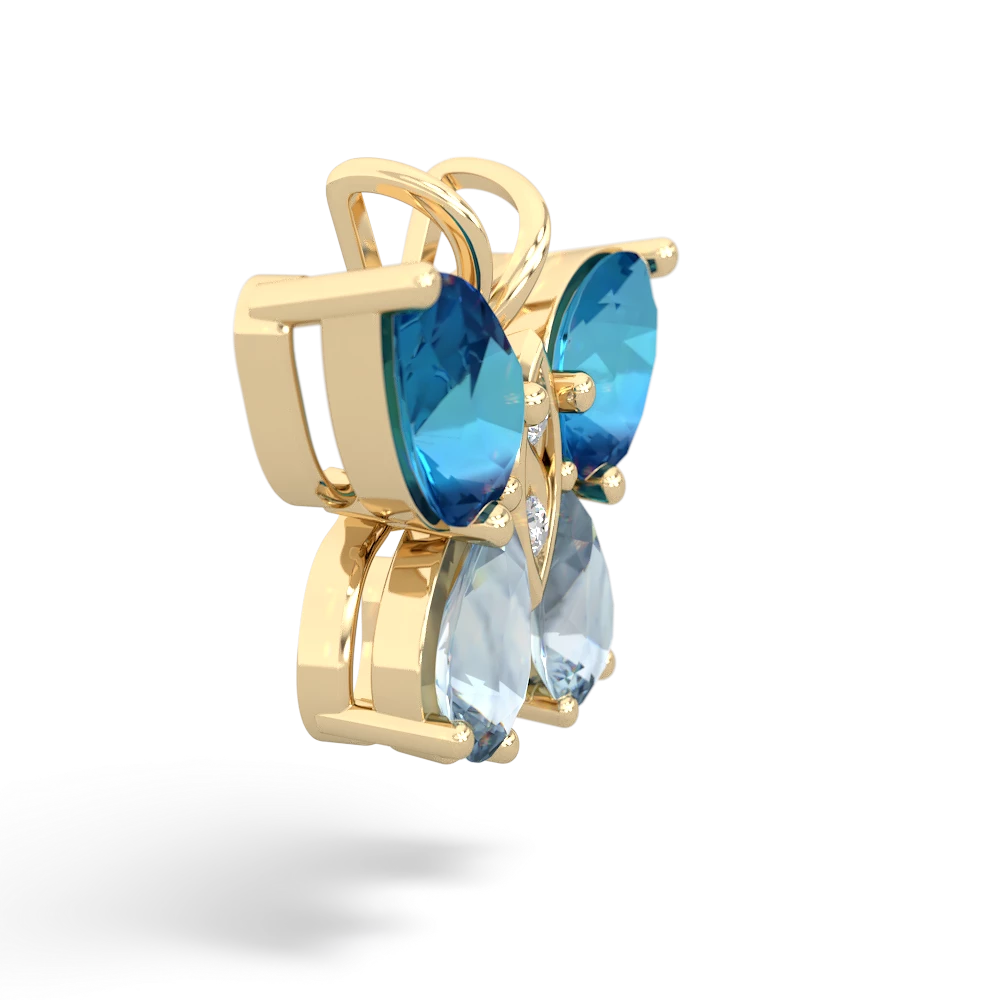 London Topaz Butterfly 14K Yellow Gold pendant P2215