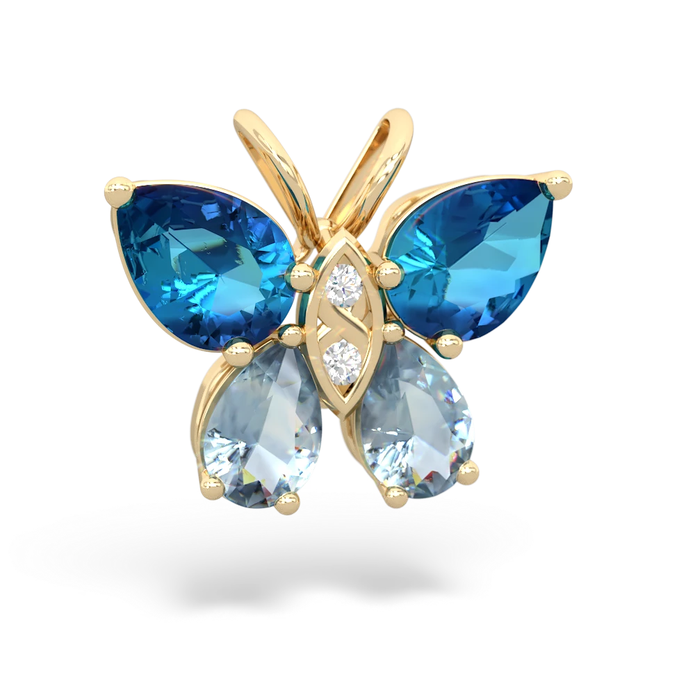 London Topaz Butterfly 14K Yellow Gold pendant P2215