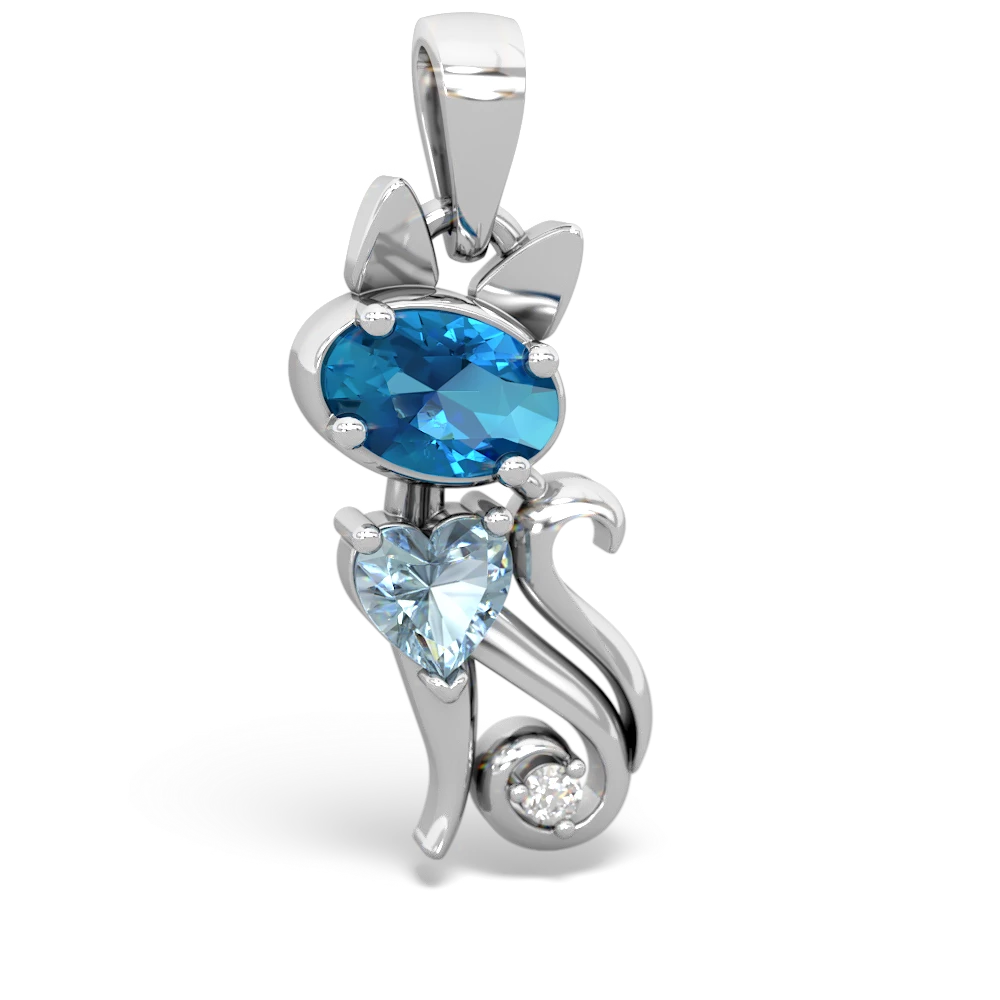 London Topaz Kitten 14K White Gold pendant P5780