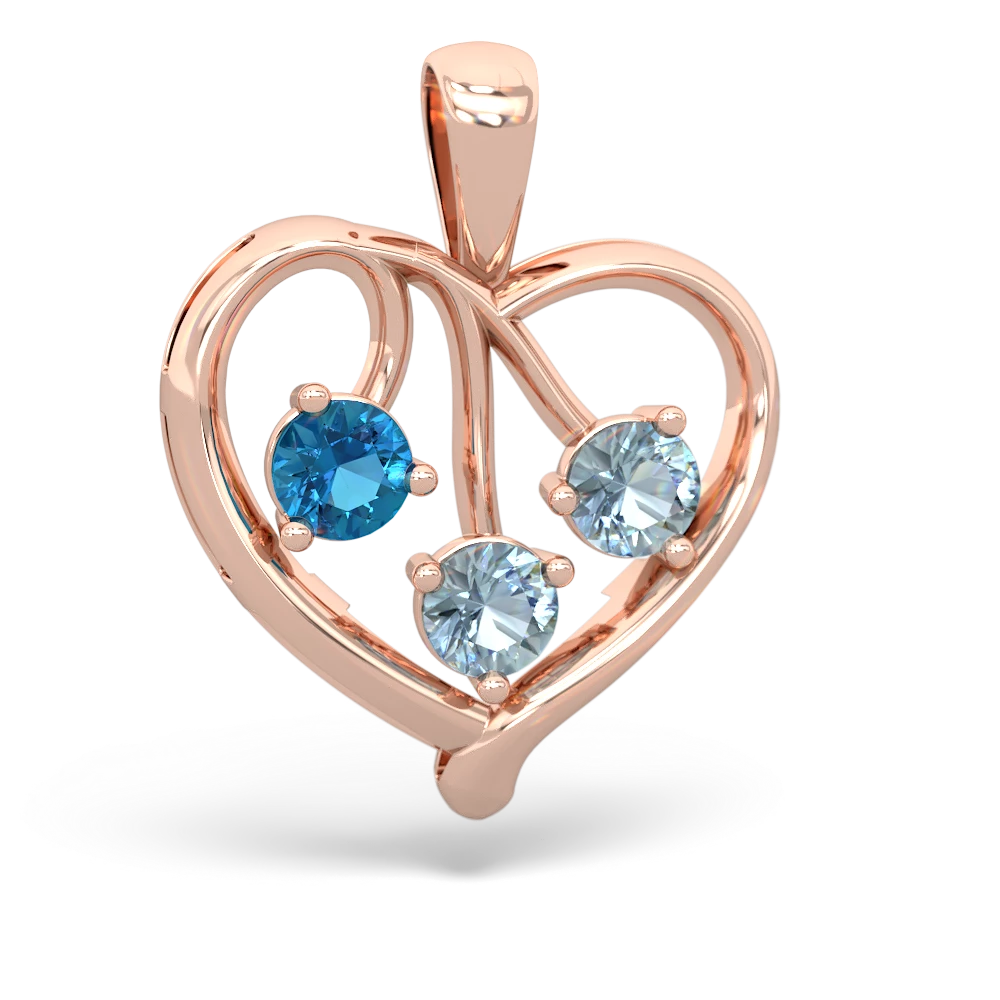 London Topaz Glowing Heart 14K Rose Gold pendant P2233