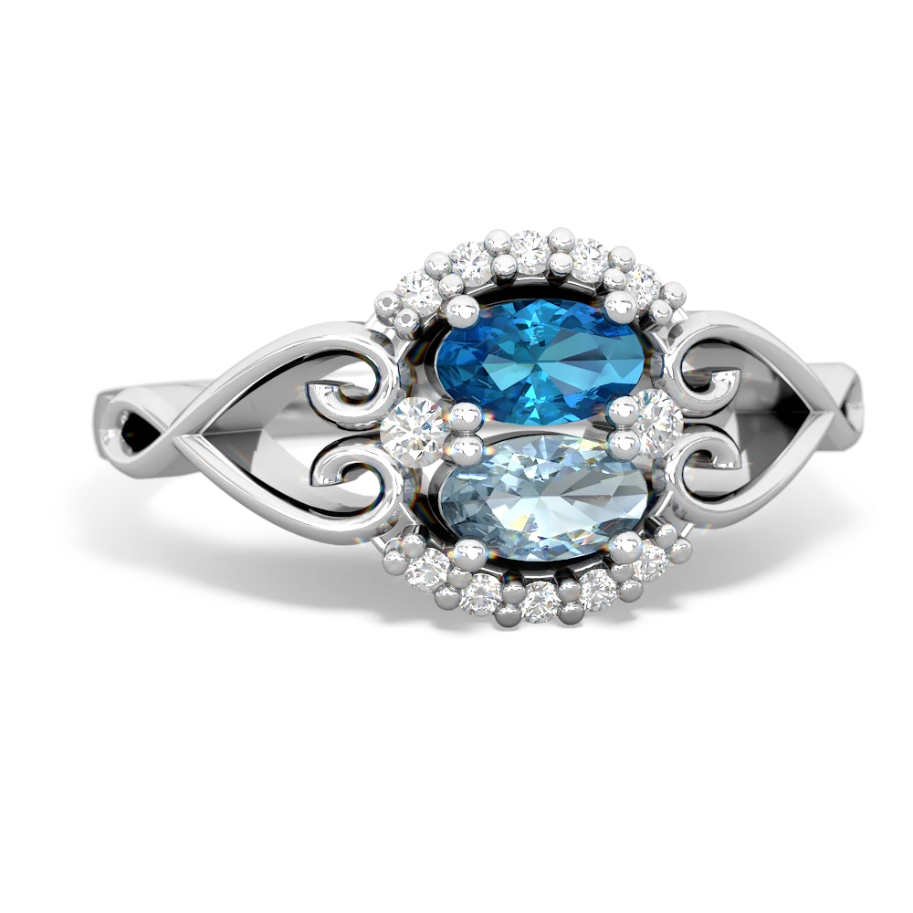 London Topaz Love Nest 14K White Gold ring R5860