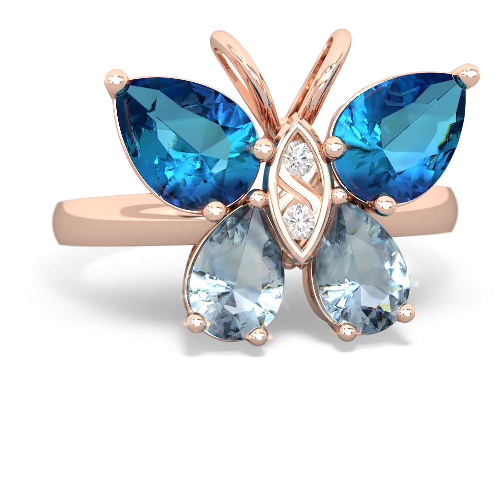 London Topaz Butterfly 14K Rose Gold ring R2215