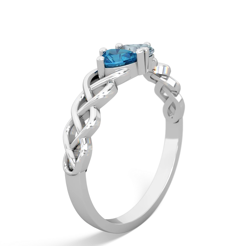 London Topaz Heart To Heart Braid 14K White Gold ring R5870