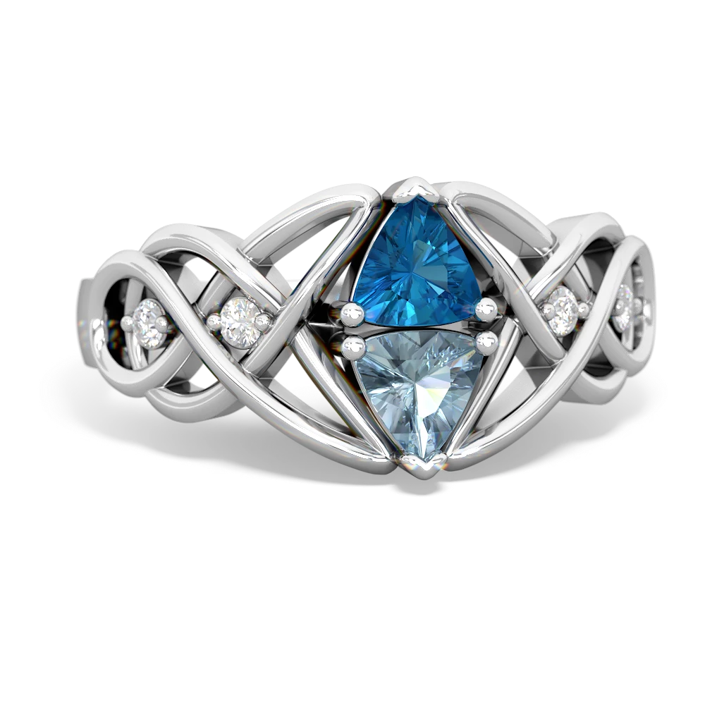 London Topaz Keepsake Celtic Knot 14K White Gold ring R5300