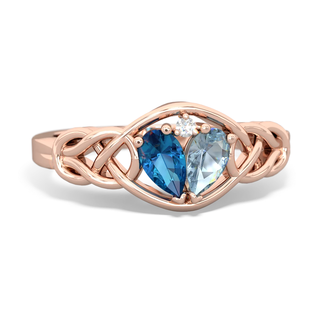 London Topaz Celtic Love Knot 14K Rose Gold ring R5420