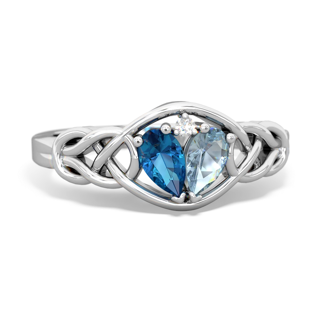 London Topaz Celtic Love Knot 14K White Gold ring R5420