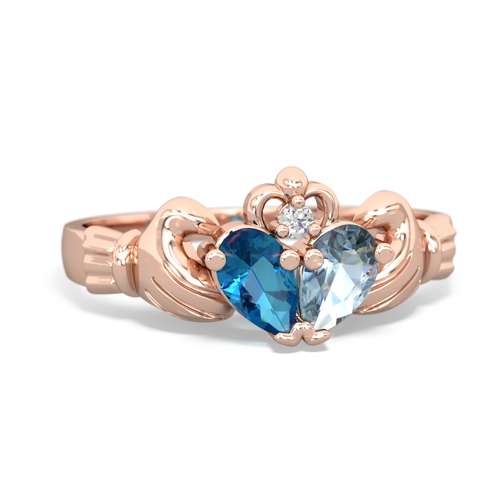 London Topaz 'Our Heart' Claddagh 14K Rose Gold ring R2388