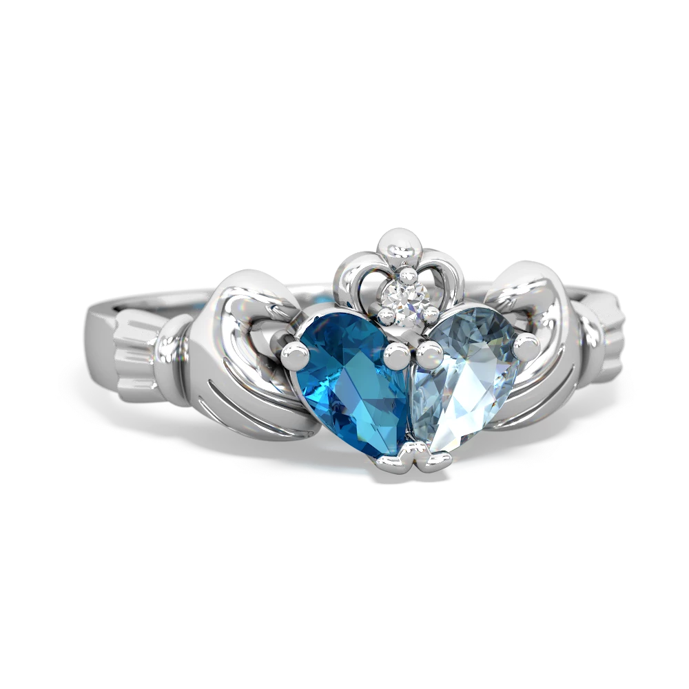 London Topaz 'Our Heart' Claddagh 14K White Gold ring R2388