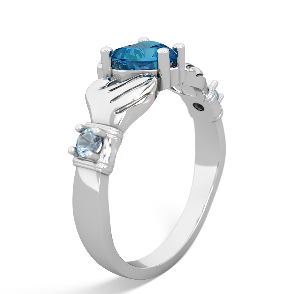 London Topaz Claddagh Keepsake 14K White Gold ring R5245