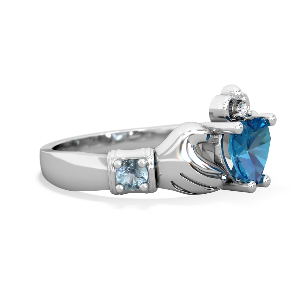 London Topaz Claddagh Keepsake 14K White Gold ring R5245