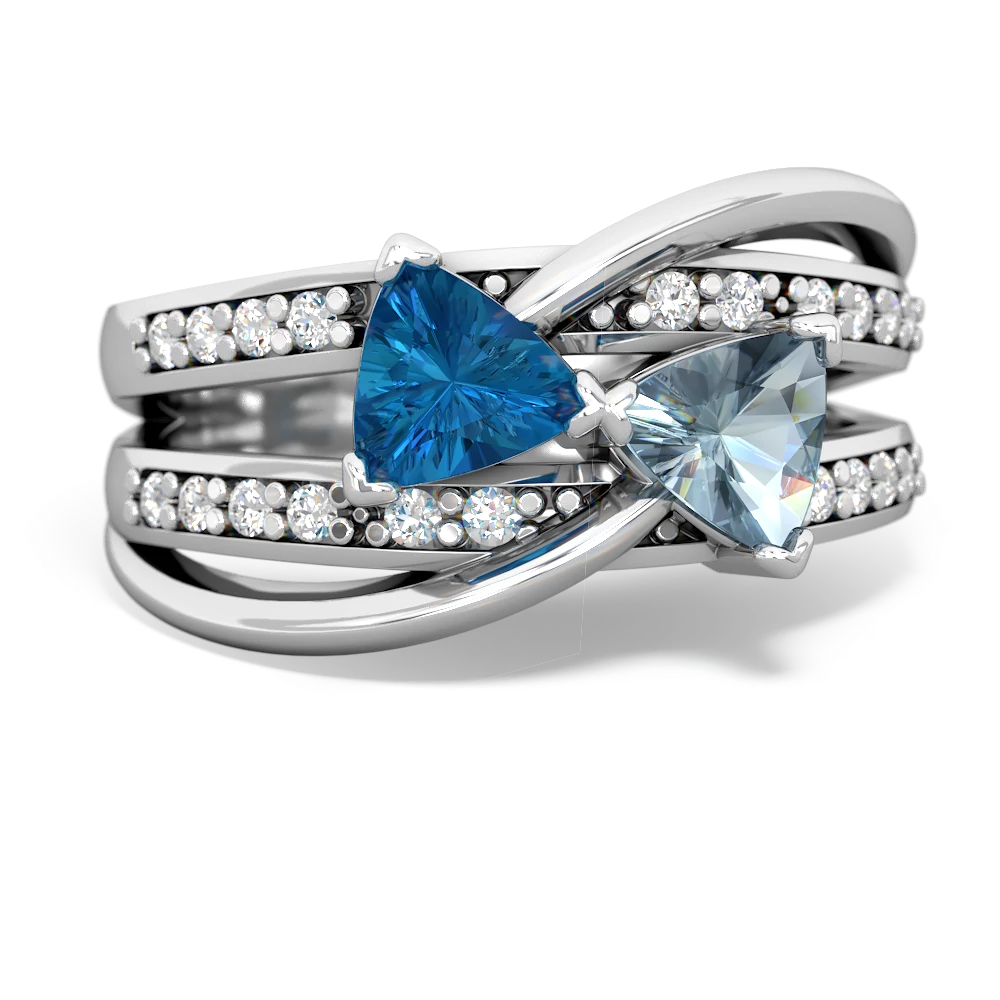 London Topaz Bowtie 14K White Gold ring R2360