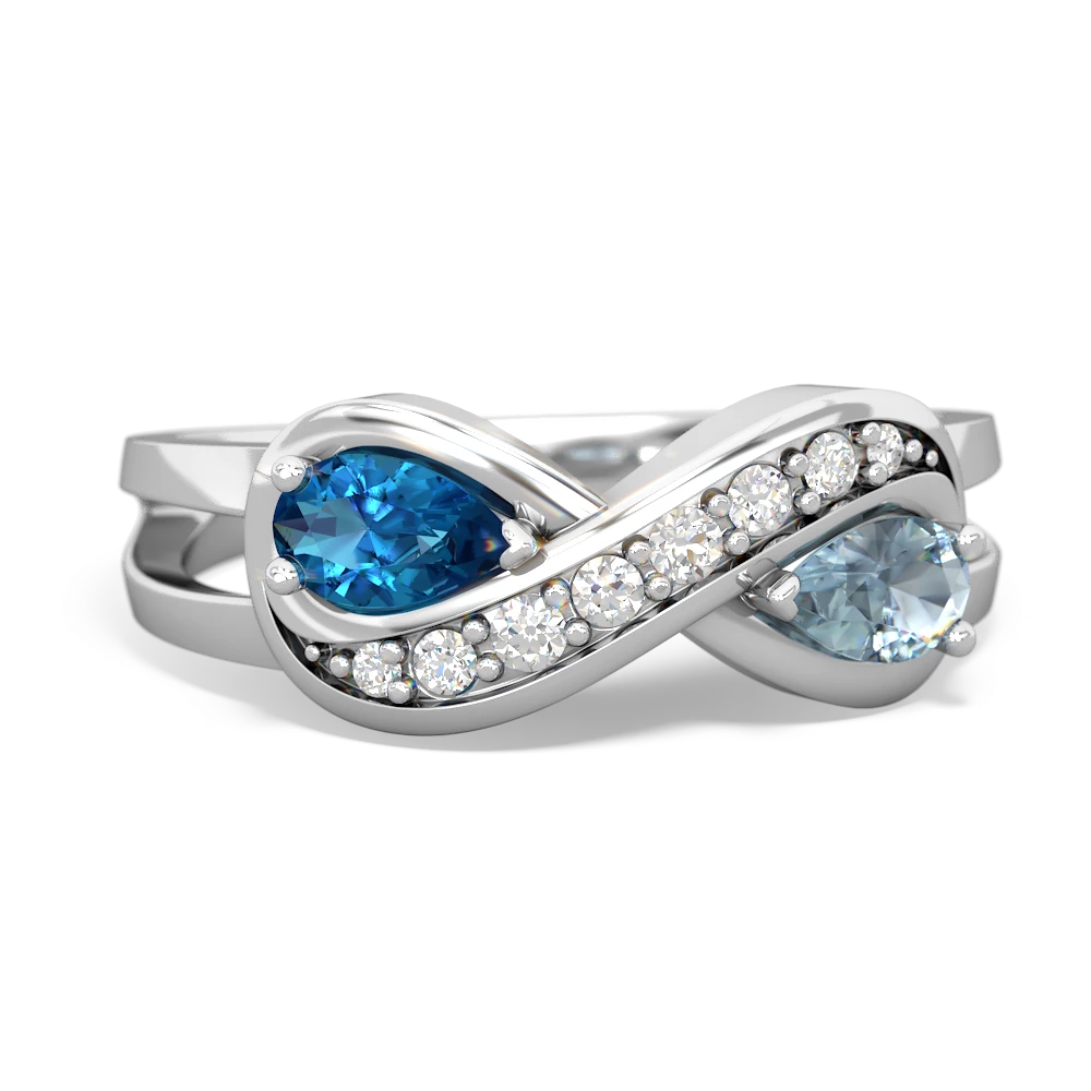 London Topaz Diamond Infinity 14K White Gold ring R5390