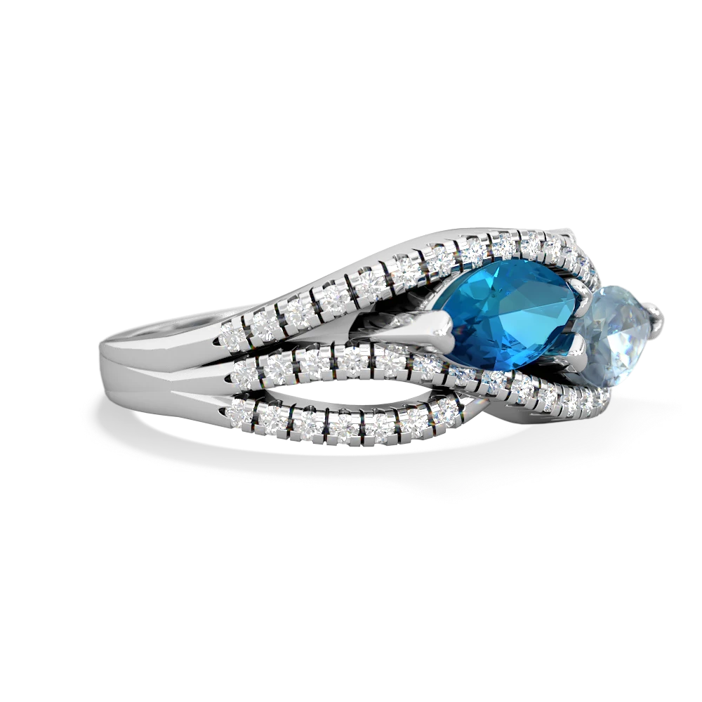 London Topaz Diamond Rivers 14K White Gold ring R3070