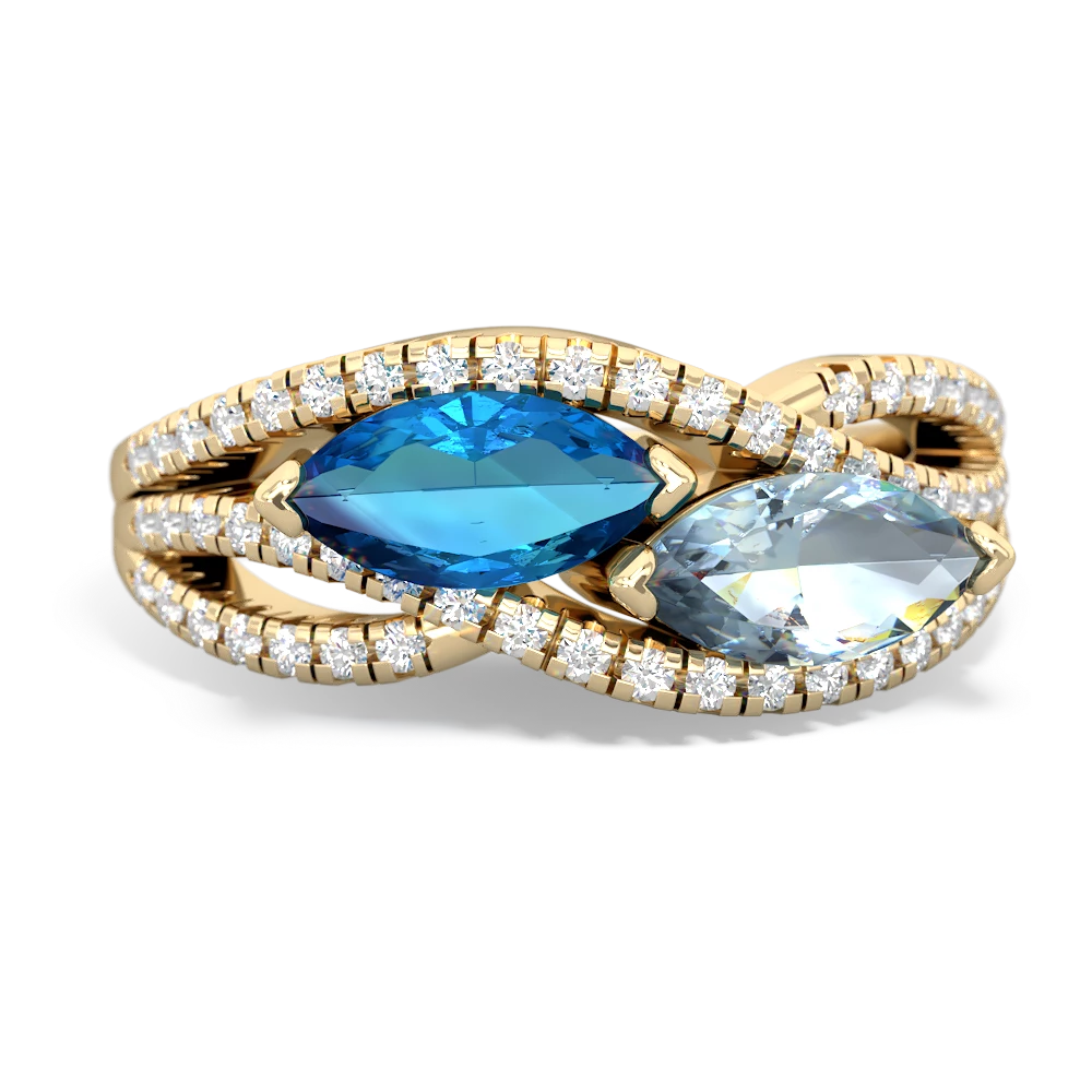 London Topaz Diamond Rivers 14K Yellow Gold ring R3070