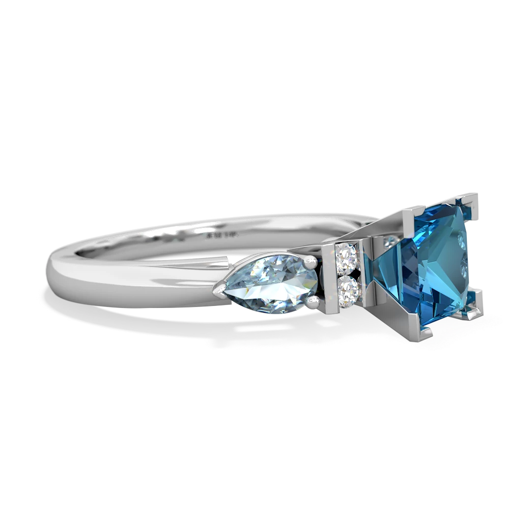 London Topaz 6Mm Princess Eternal Embrace Engagement 14K White Gold ring C2002