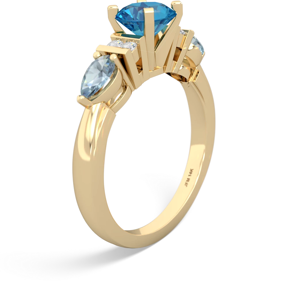 London Topaz 6Mm Round Eternal Embrace Engagement 14K Yellow Gold ring R2005