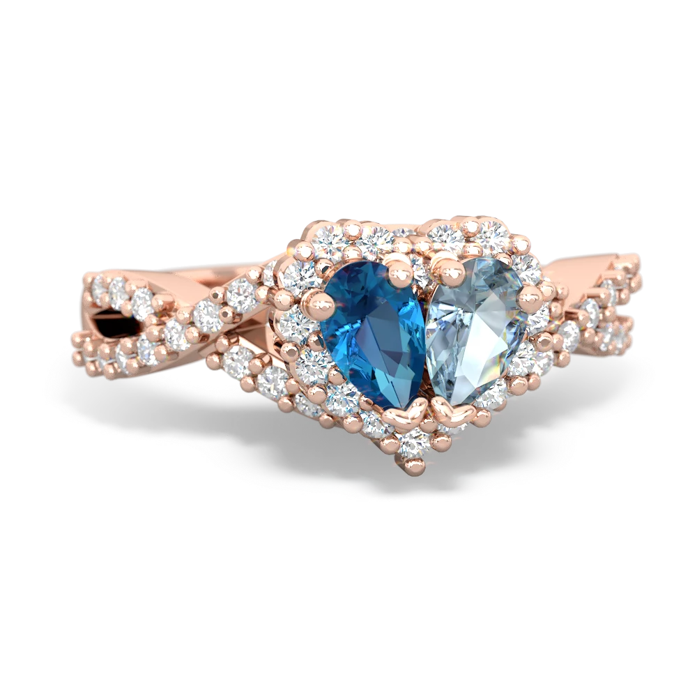 London Topaz Diamond Twist 'One Heart' 14K Rose Gold ring R2640HRT