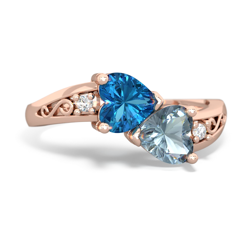 London Topaz Snuggling Hearts 14K Rose Gold ring R2178