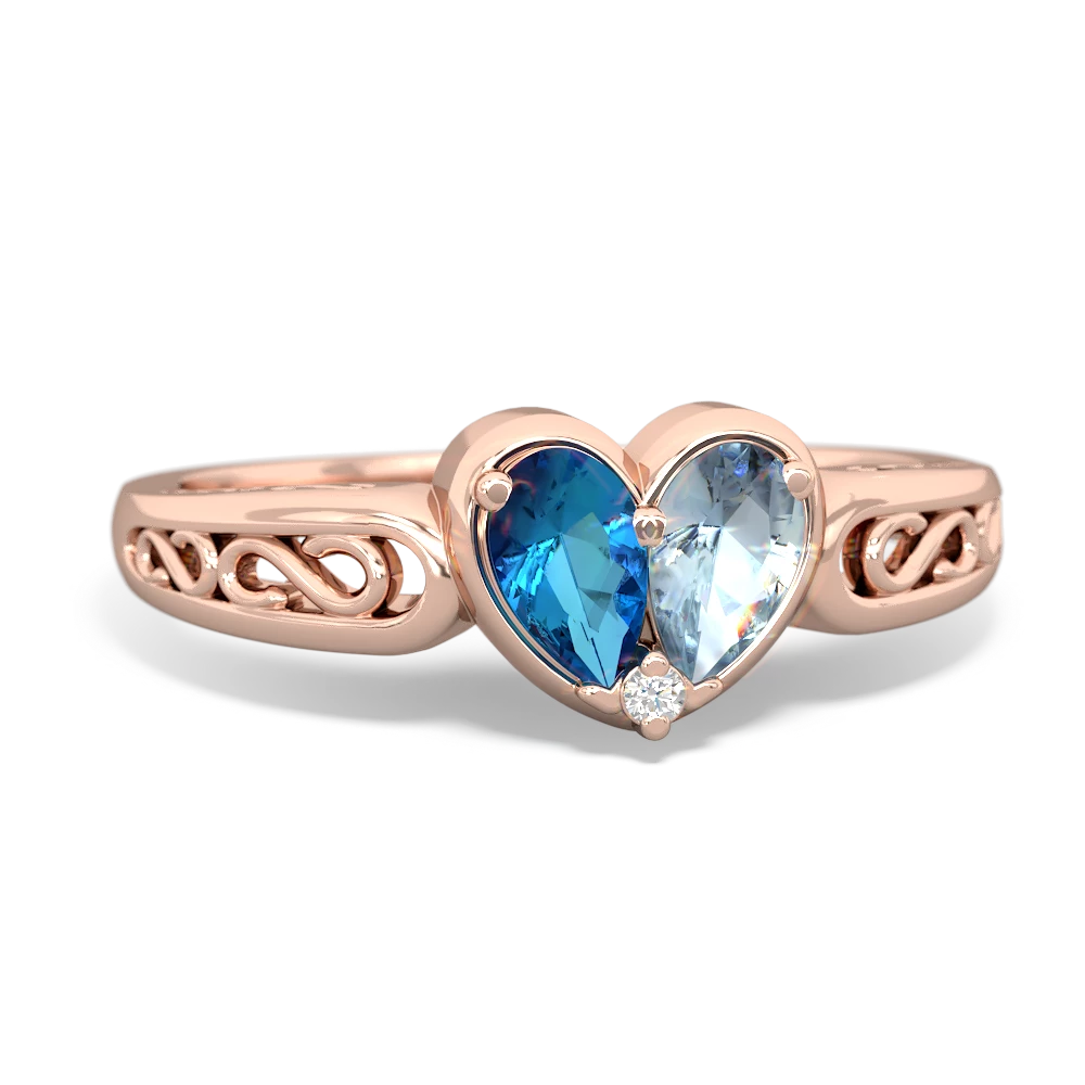 London Topaz Filligree 'One Heart' 14K Rose Gold ring R5070