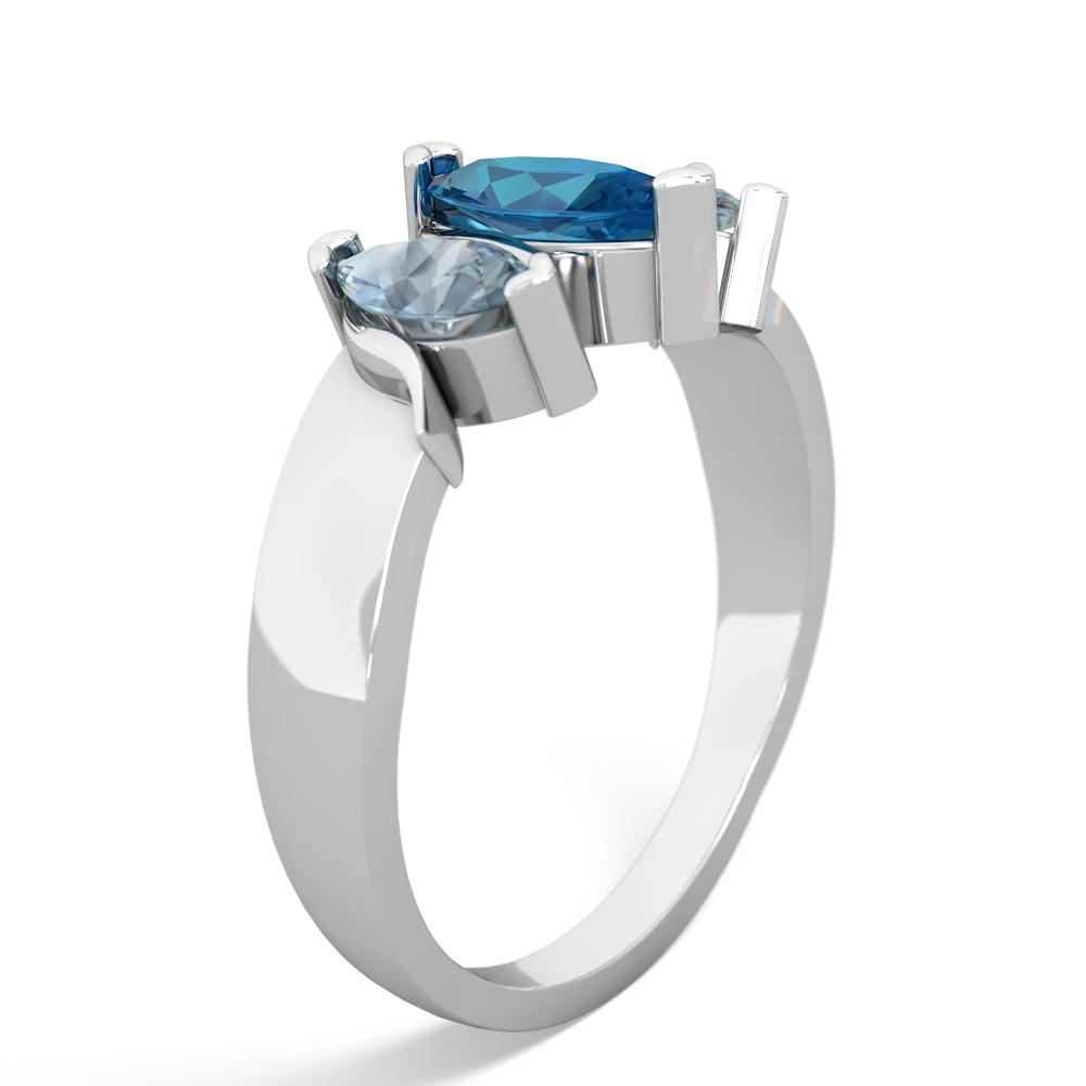 London Topaz Three Peeks 14K White Gold ring R2433