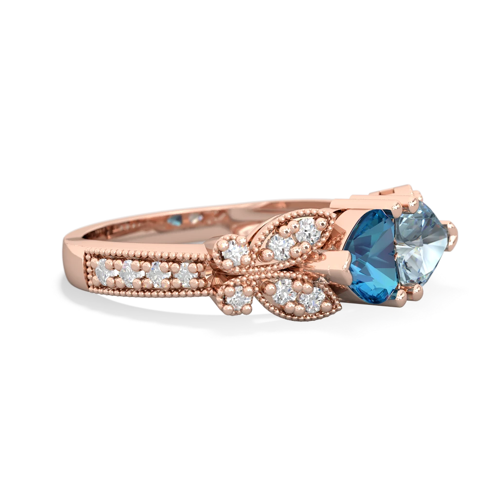 London Topaz Diamond Butterflies 14K Rose Gold ring R5601