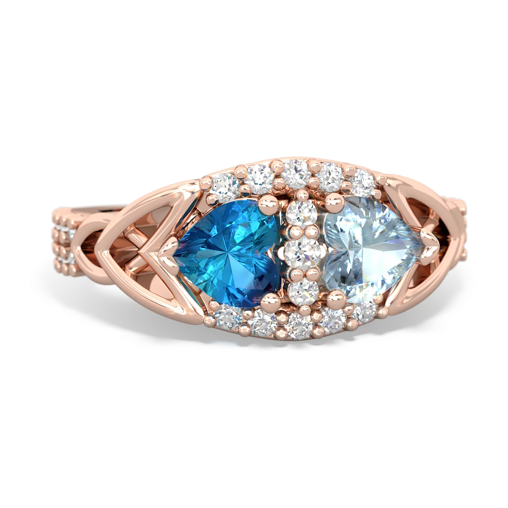 London Topaz Sparkling Celtic Knot 14K Rose Gold ring R2645