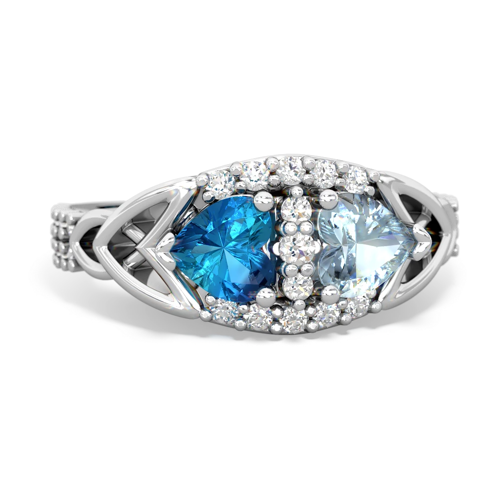 London Topaz Sparkling Celtic Knot 14K White Gold ring R2645