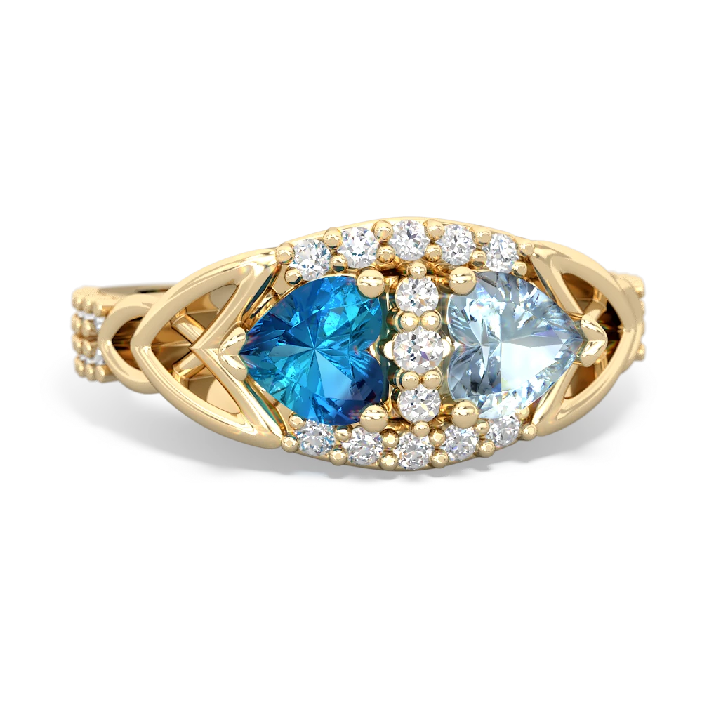 London Topaz Sparkling Celtic Knot 14K Yellow Gold ring R2645