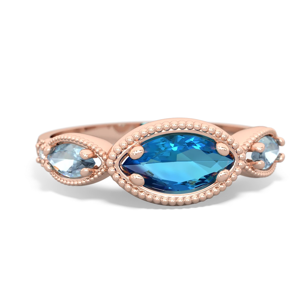 London Topaz Milgrain Marquise 14K Rose Gold ring R5700