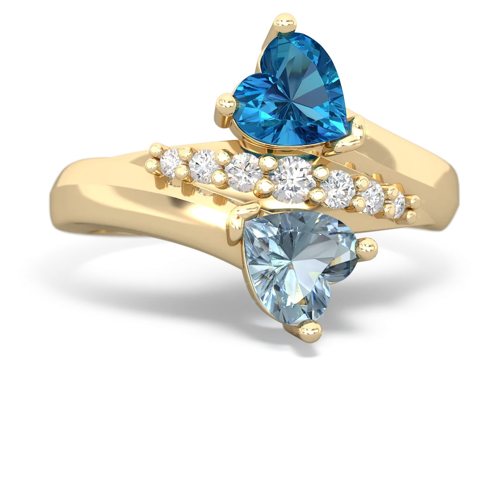 London Topaz Heart To Heart 14K Yellow Gold ring R2064