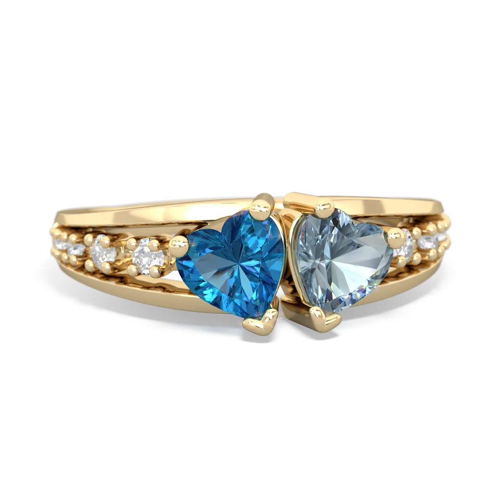 London Topaz Heart To Heart 14K Yellow Gold ring R3342