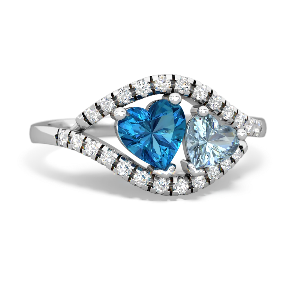 London Topaz Mother And Child 14K White Gold ring R3010