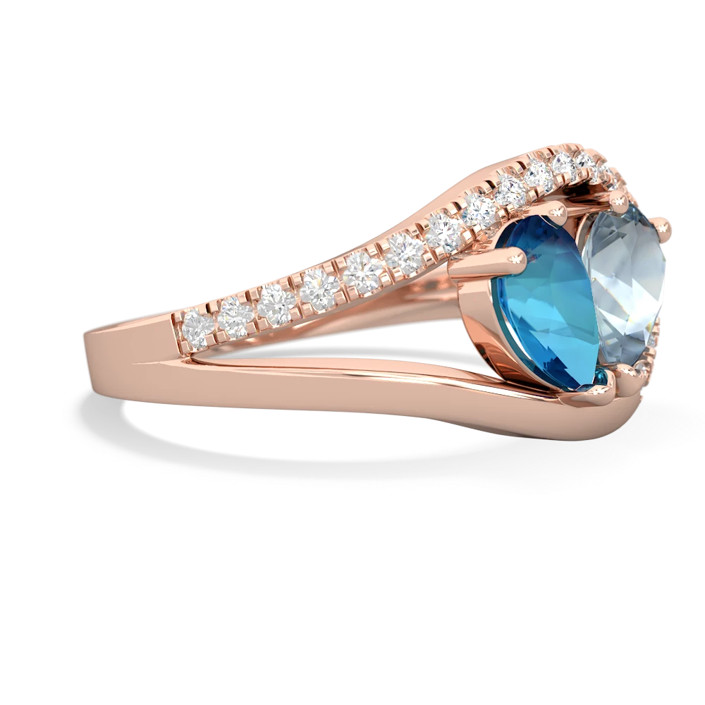 London Topaz Nestled Heart Keepsake 14K Rose Gold ring R5650