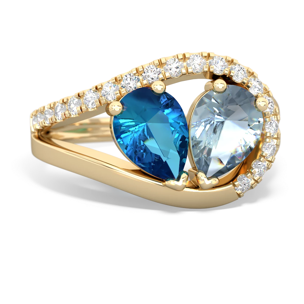 London Topaz Nestled Heart Keepsake 14K Yellow Gold ring R5650