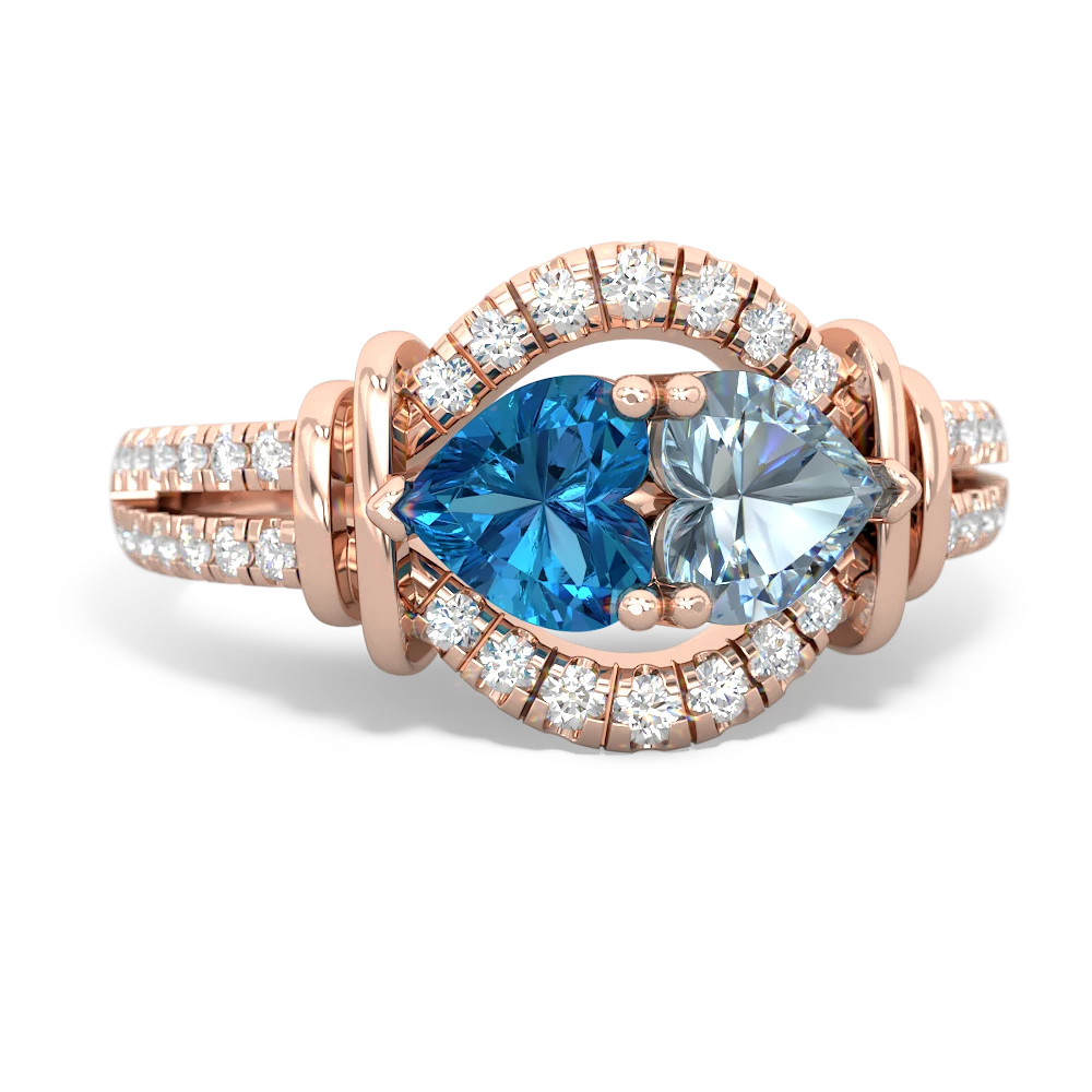 London Topaz Art-Deco Keepsake 14K Rose Gold ring R5630
