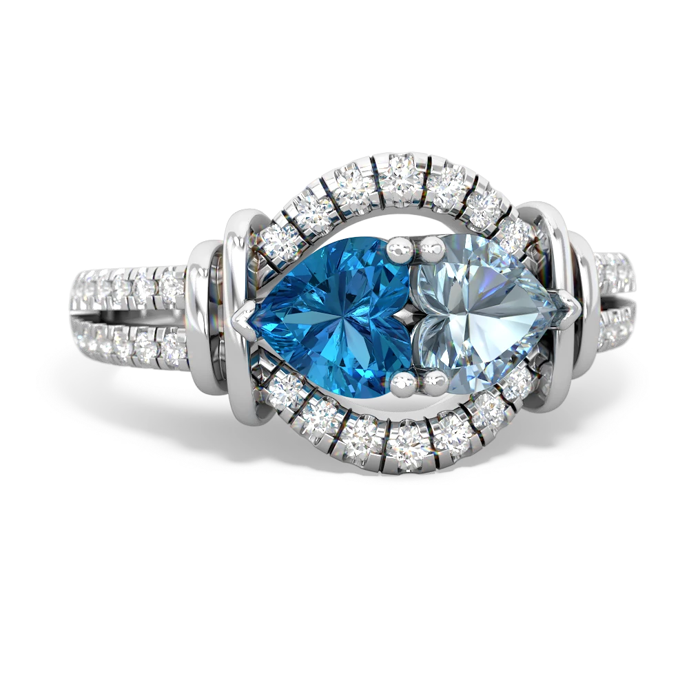 London Topaz Art-Deco Keepsake 14K White Gold ring R5630