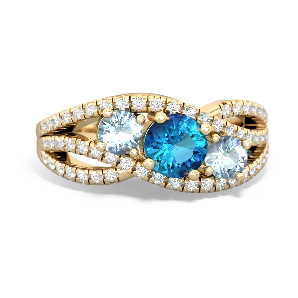 London Topaz Three Stone Aurora 14K Yellow Gold ring R3080