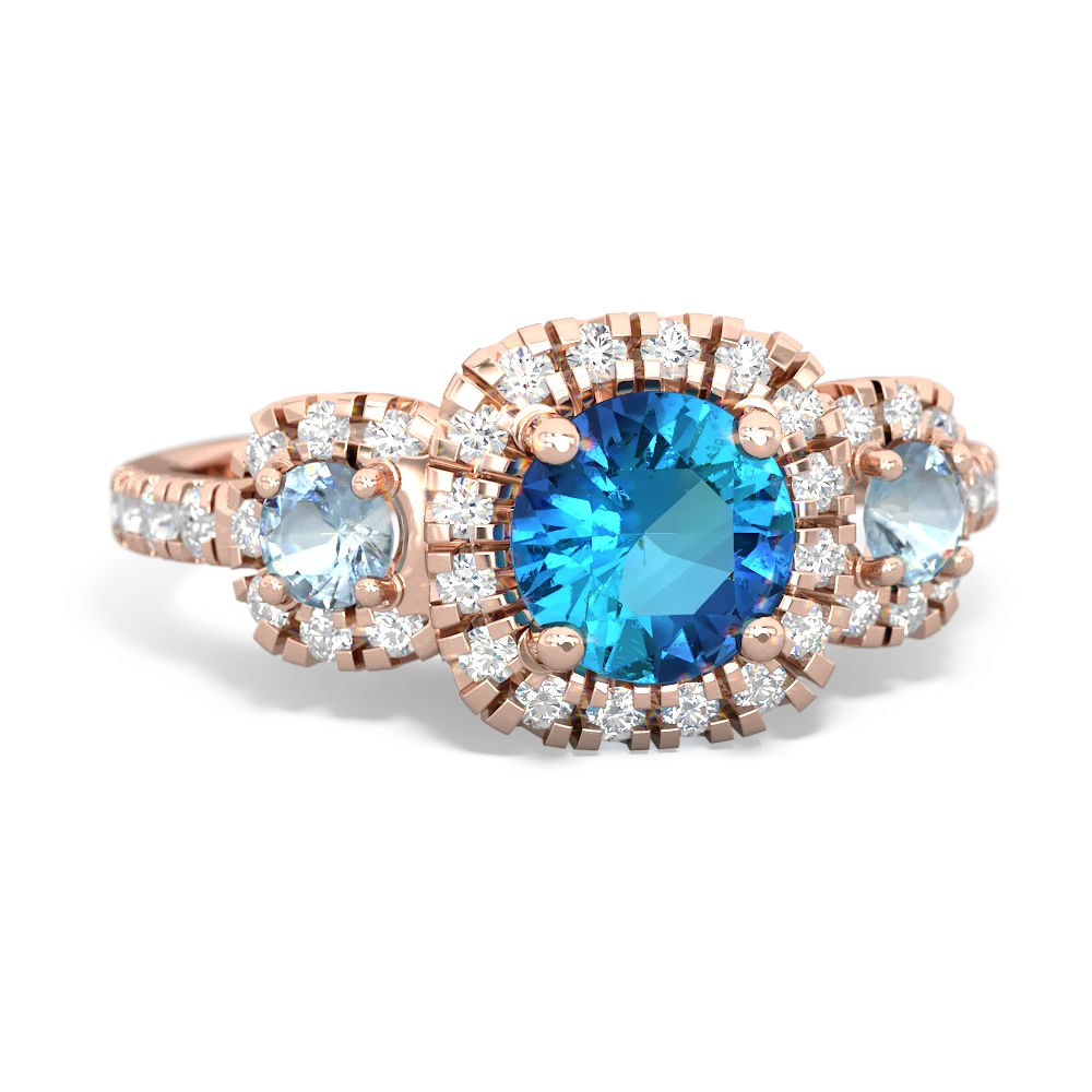 London Topaz Regal Halo 14K Rose Gold ring R5350