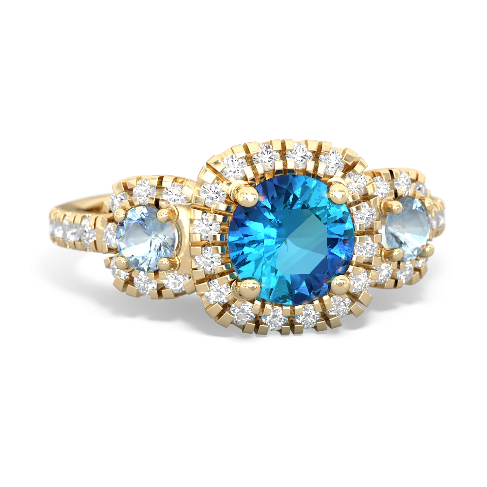 London Topaz Regal Halo 14K Yellow Gold ring R5350