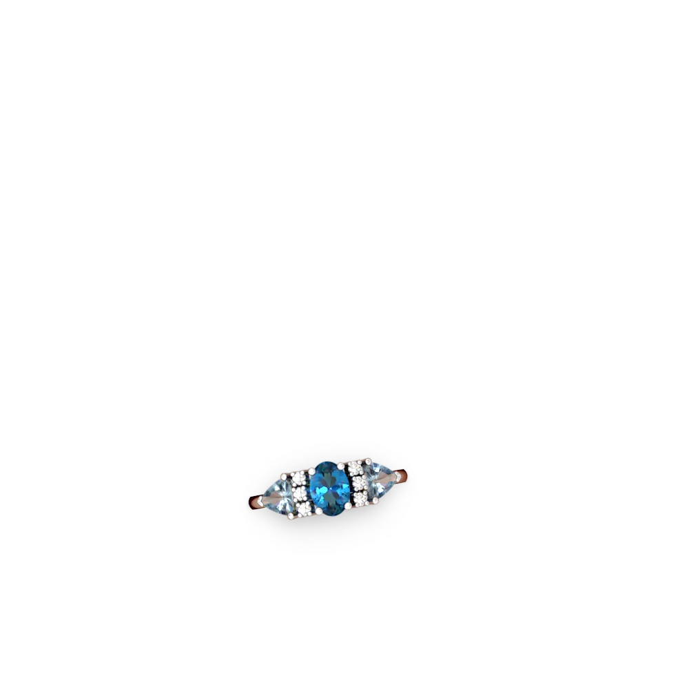 London Topaz Antique Style Three Stone 14K White Gold ring R2186