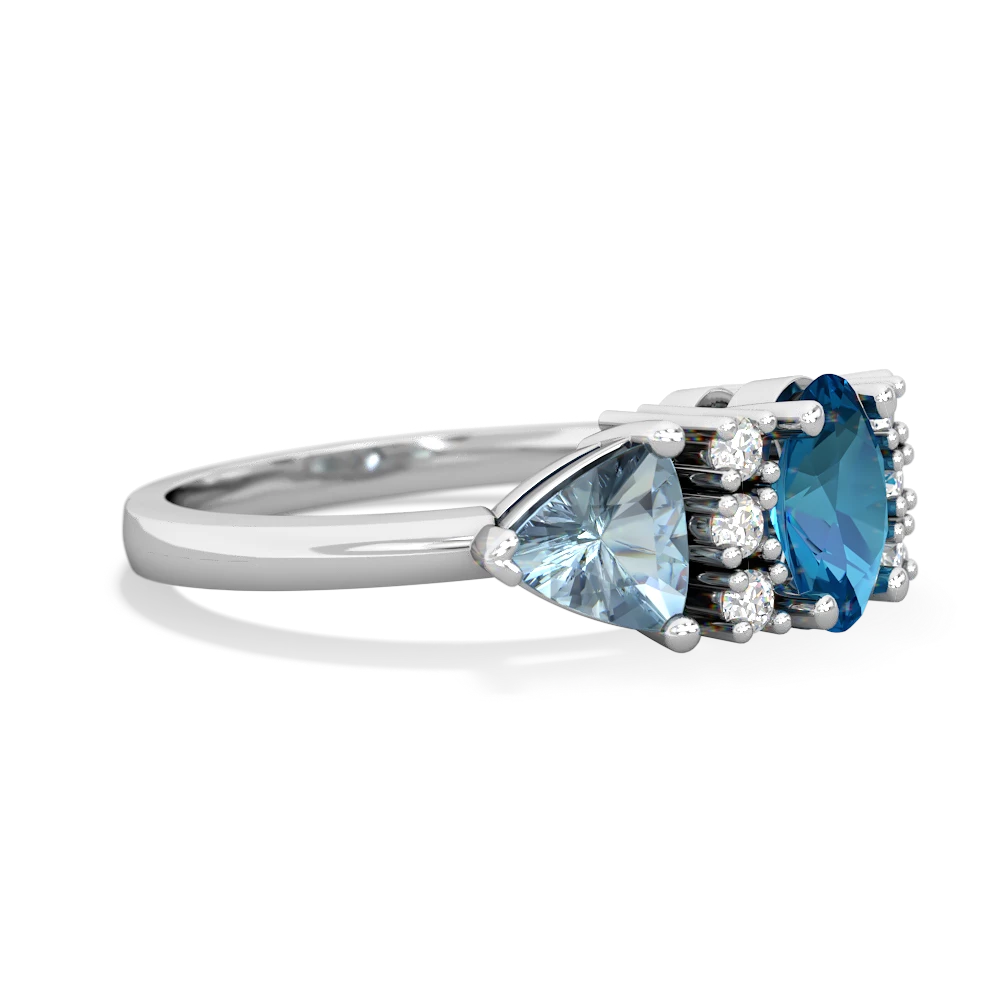 London Topaz Antique Style Three Stone 14K White Gold ring R2186