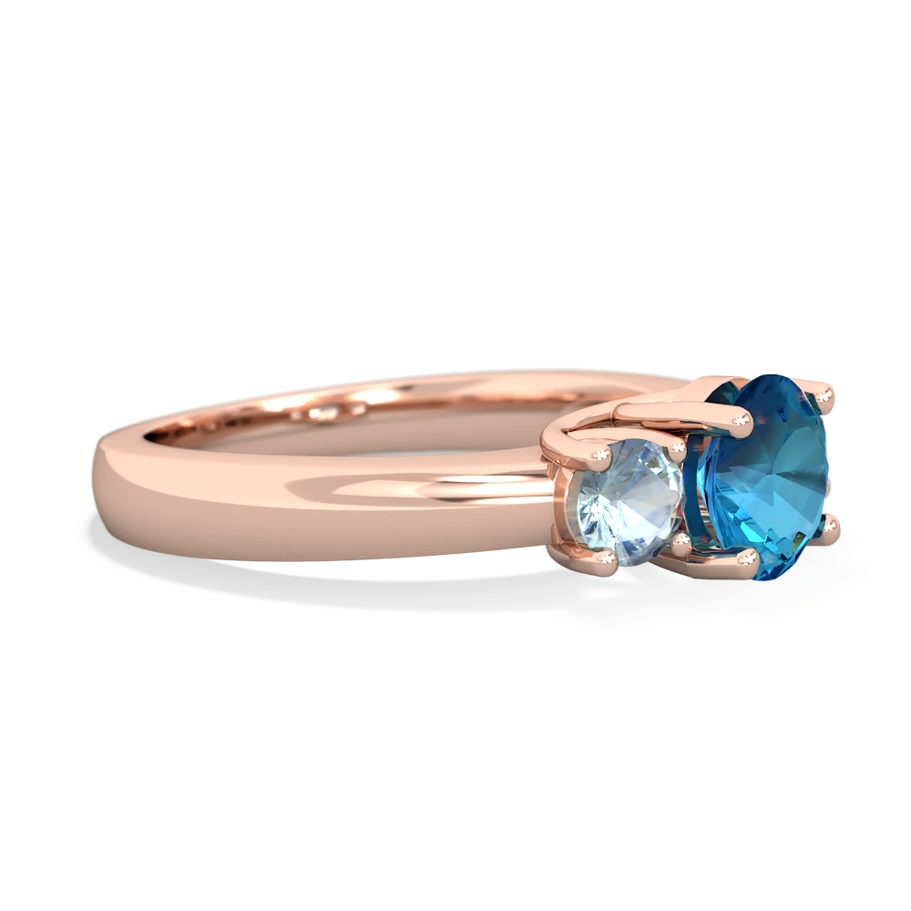 London Topaz Three Stone Round Trellis 14K Rose Gold ring R4018