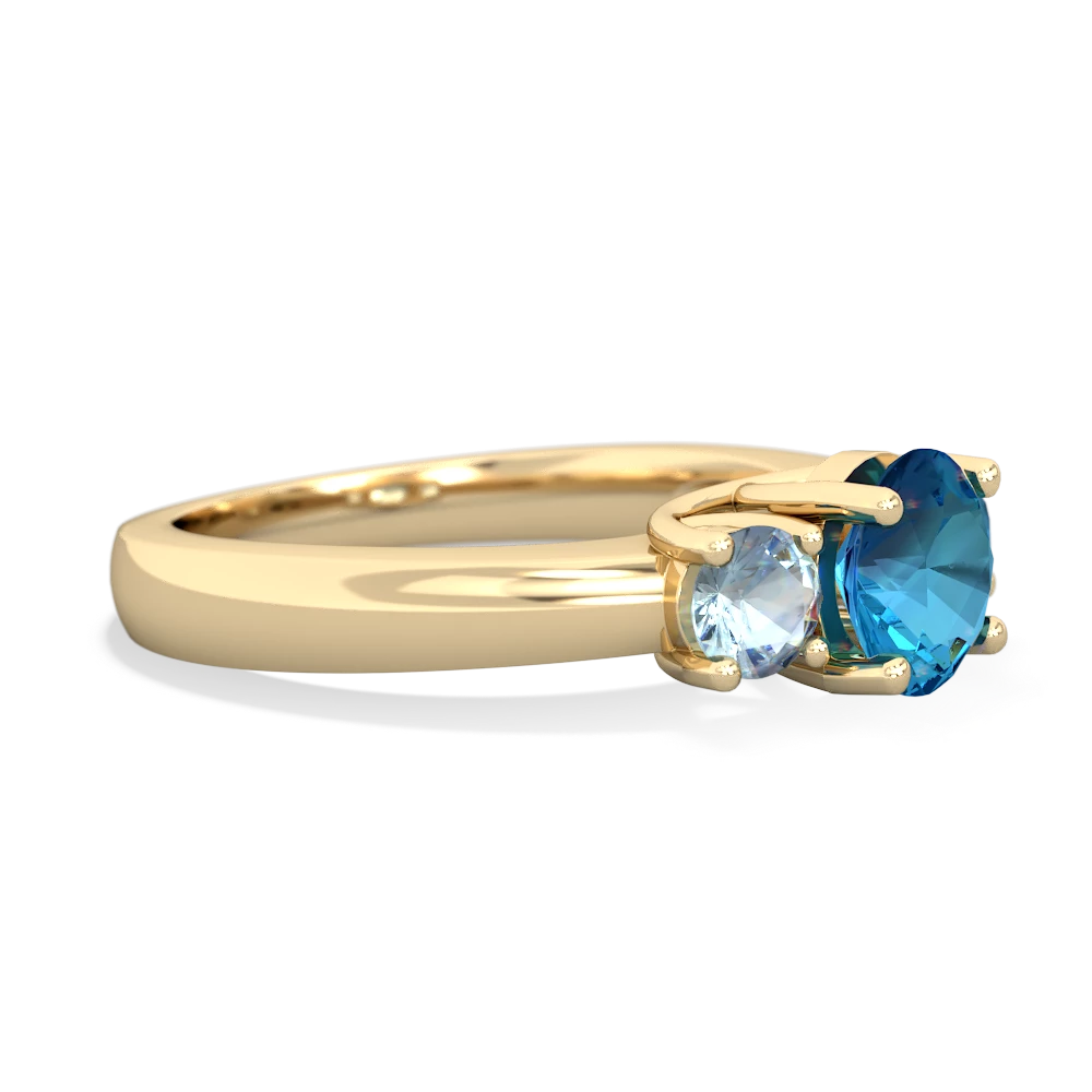 London Topaz Three Stone Round Trellis 14K Yellow Gold ring R4018