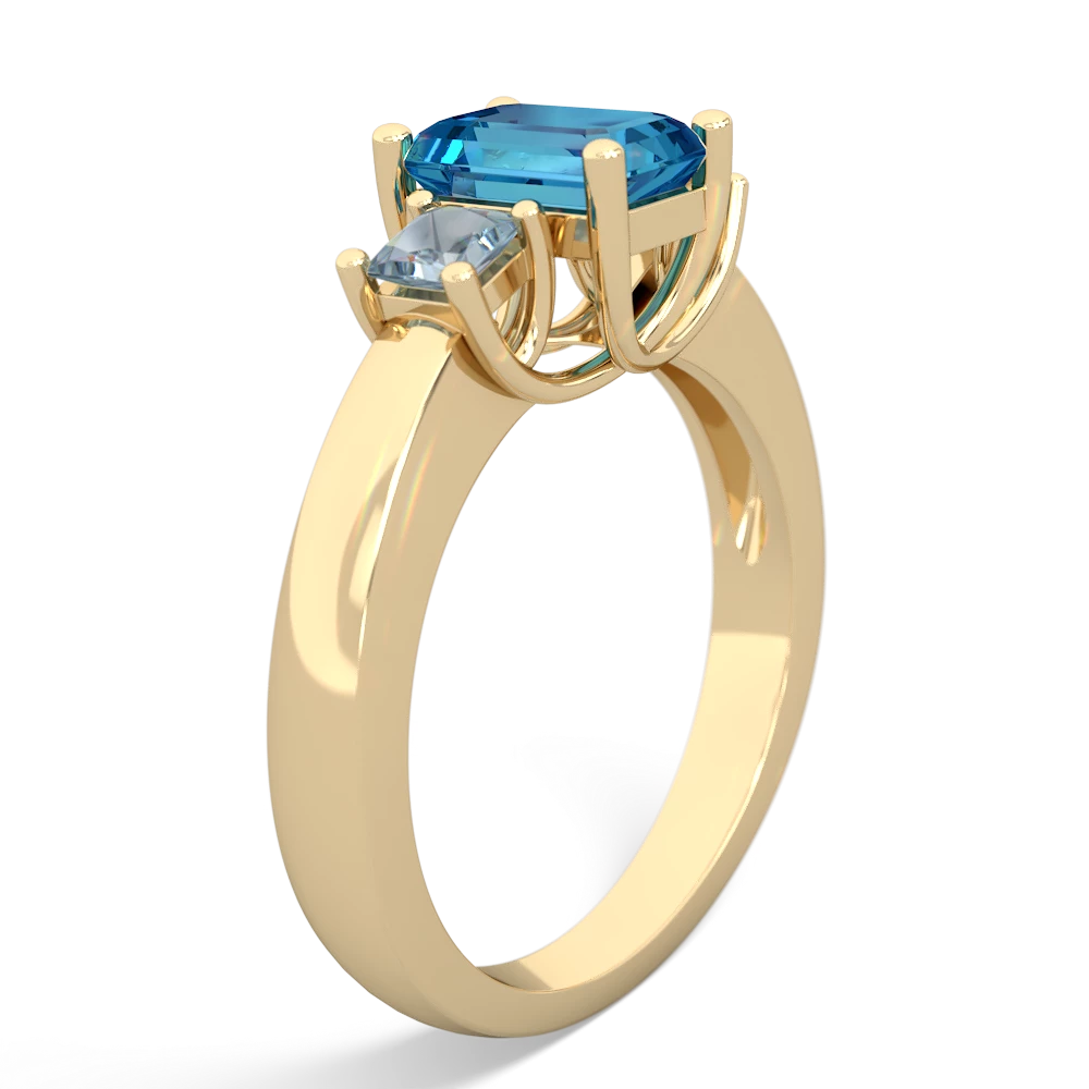 London Topaz Three Stone Emerald-Cut Trellis 14K Yellow Gold ring R4021