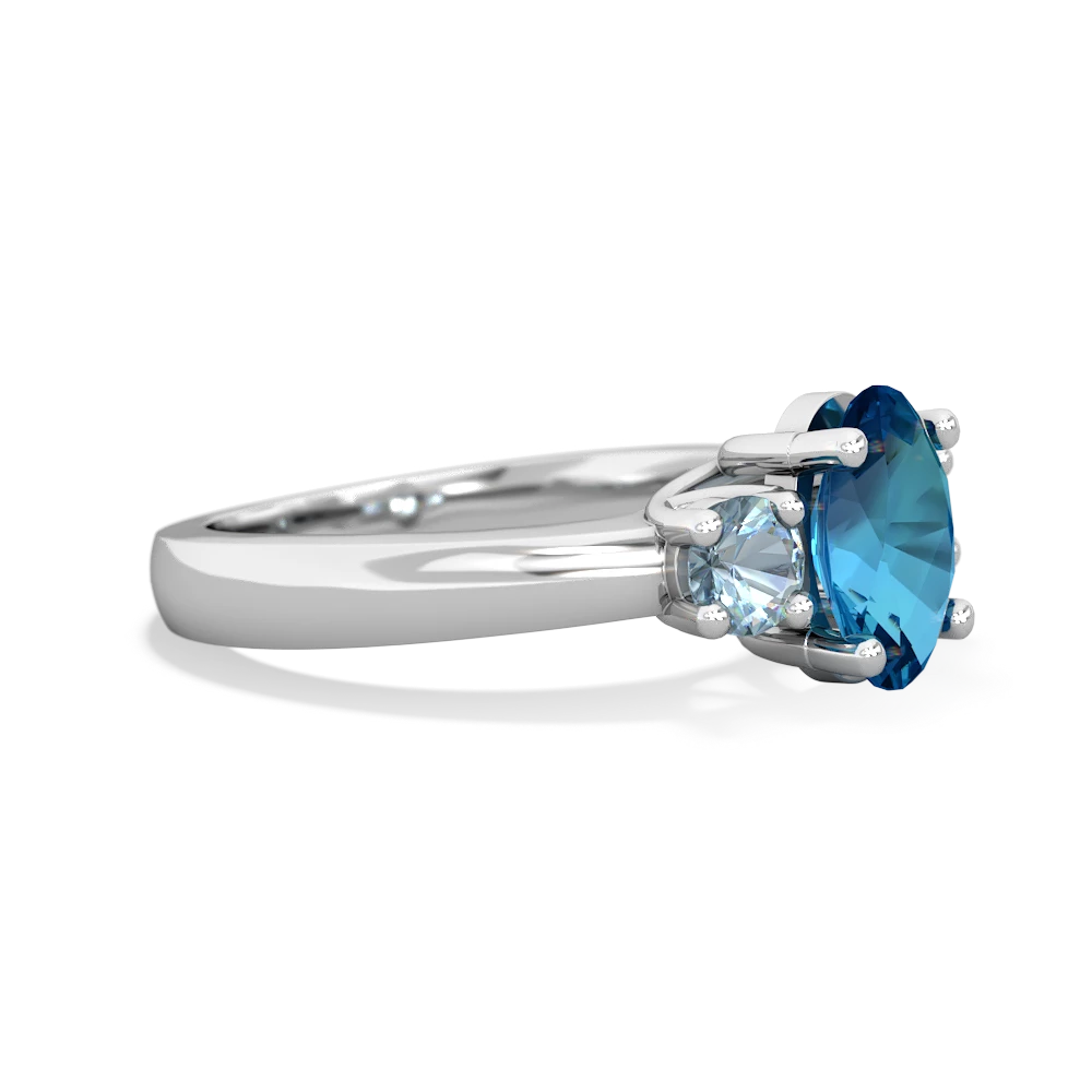 London Topaz Three Stone Oval Trellis 14K White Gold ring R4024